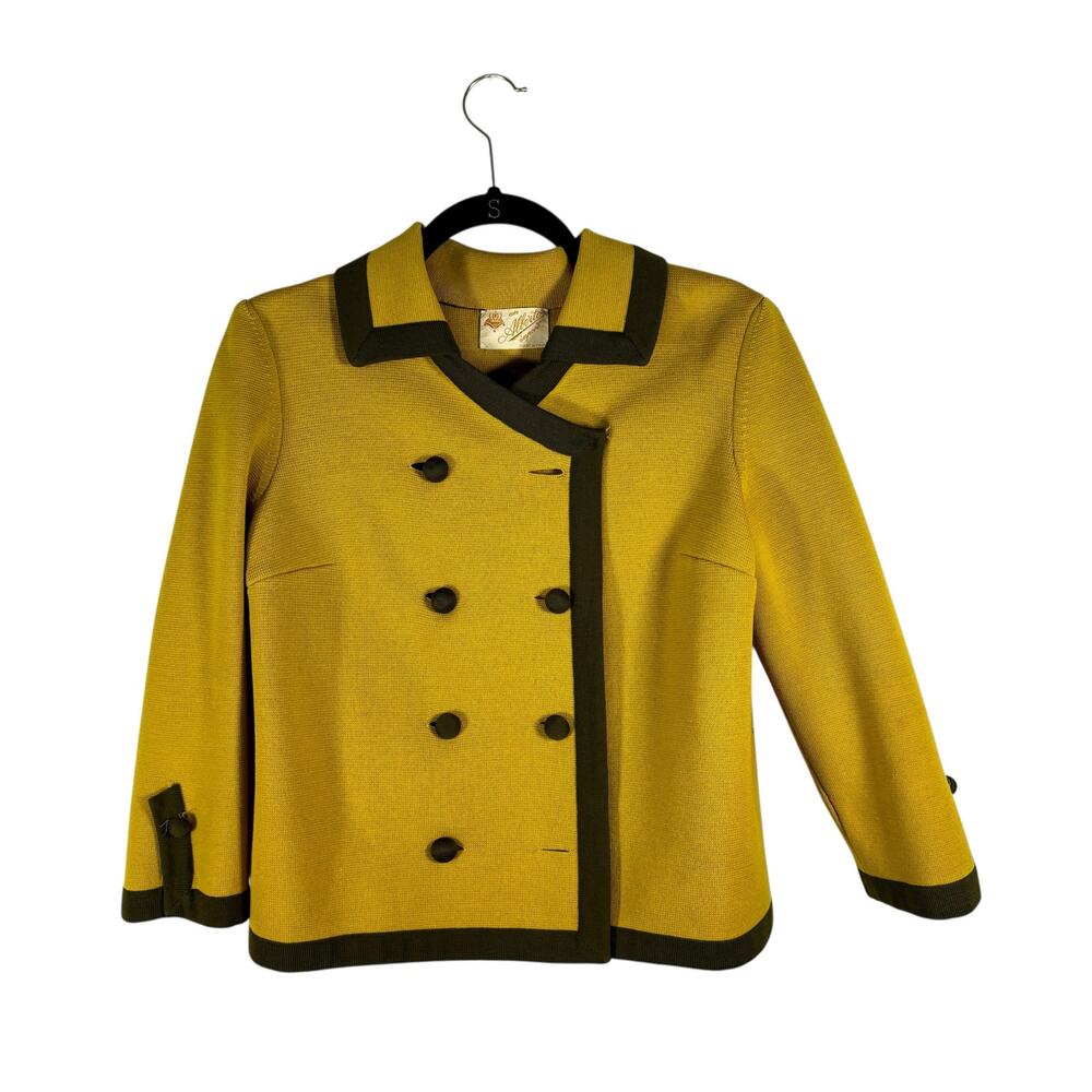 Vintage 1960s Alberto Import Lime Green Wool Knit Peacoat Jacket John Stevens